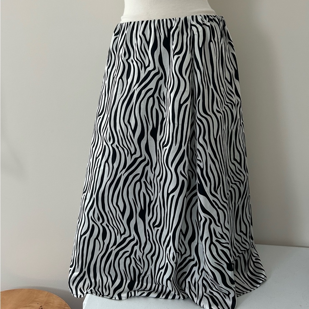 Zebra Print Midi Skirt